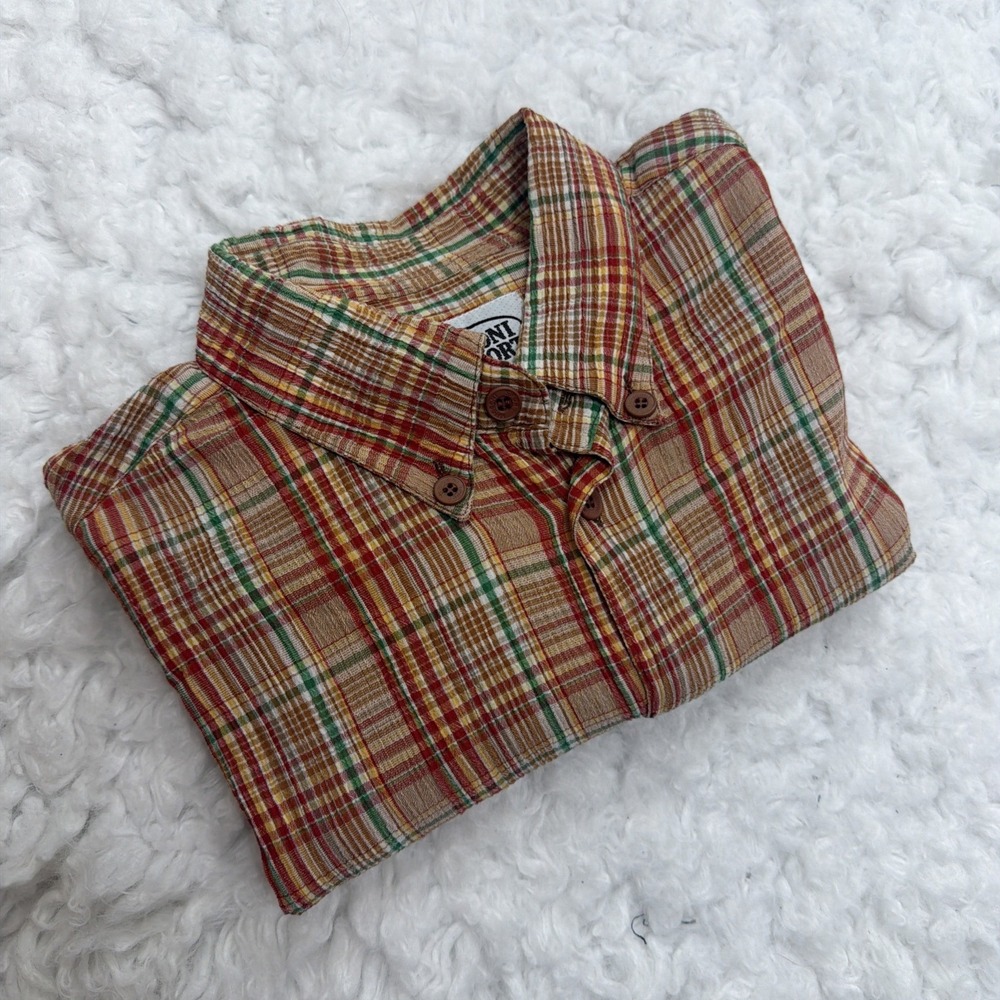Vtg 90s MISSONI SPORT Made In Italy Short Sleeve Camp Shirt Men M Colorful Plaid